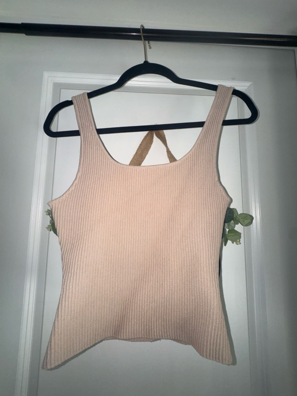 Ribbed Tank Top in khaki- Women's Scoop Neck